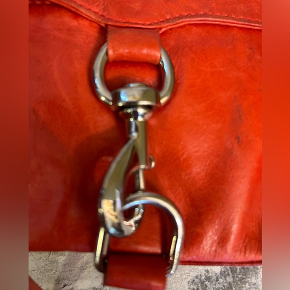 Rebecca Minkoff Small Red Leather Crossbody Bag Silver Chain Strap - Picture 3 of 9